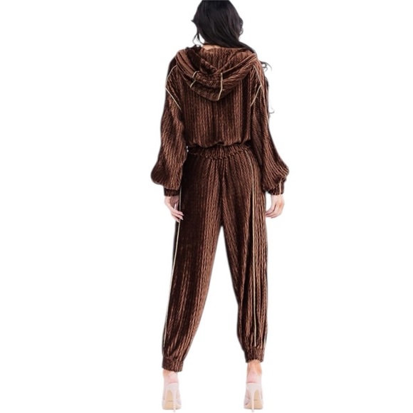 THE GREii NWT HOODIE SET BROWN LARGE NWT - Picture 3 of 4